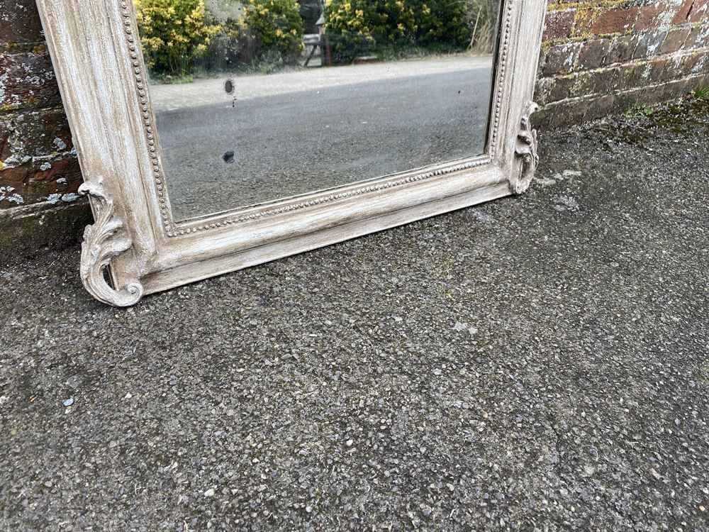 A Superb Large Antique French 19th Century Carved Wood & Gesso Painted Arched Top Mirror photo 895.0
