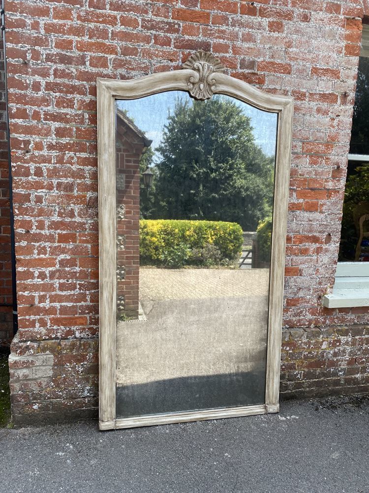 A Stunning Large Antique French 19th Century Carved Wood Painted Arched Top Mirror photo 2495.0