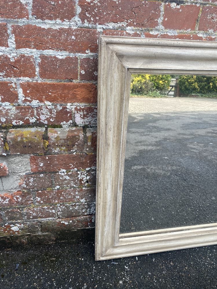 A Highly Useful Size Antique French 19th Century Carved Wood & Gesso Painted Plain Mirror photo furniture