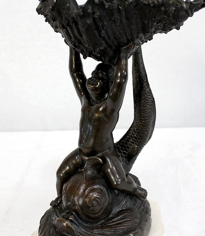 Bronze Trinket "The Child And The Dolphin"Early 19th Century photo vintage