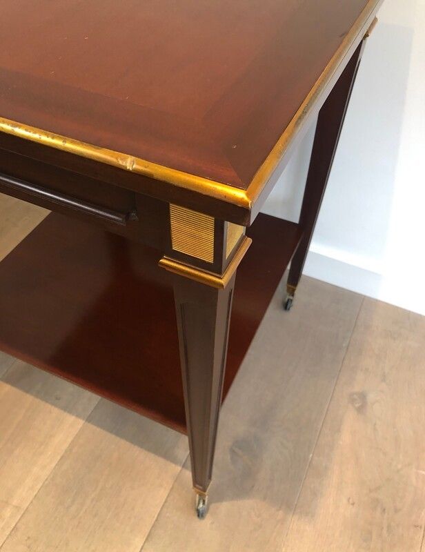 Mahogany And Brass Center Table By Hugnet photo Furniture