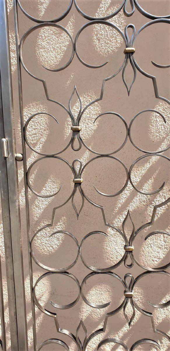Charles Piguet, Wrought Iron Interior Double Door, Early 20th Century photo Home Fixtures