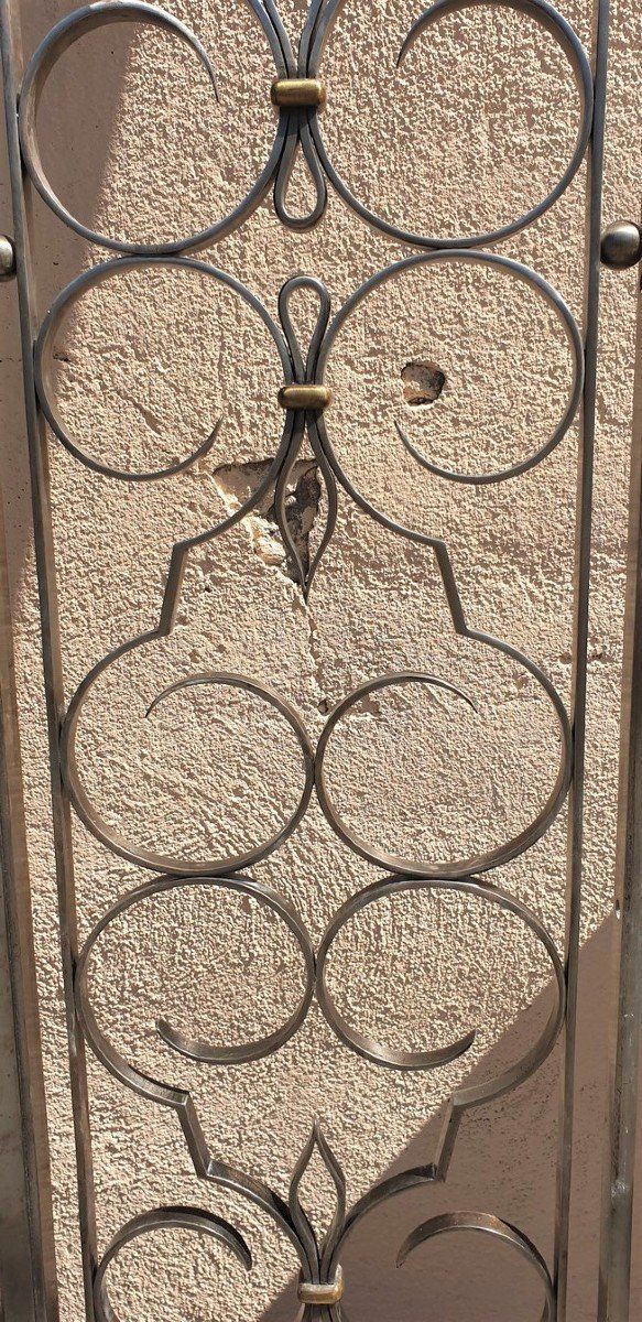 Charles Piguet, Wrought Iron Interior Double Door, Early 20th Century photo vinterior
