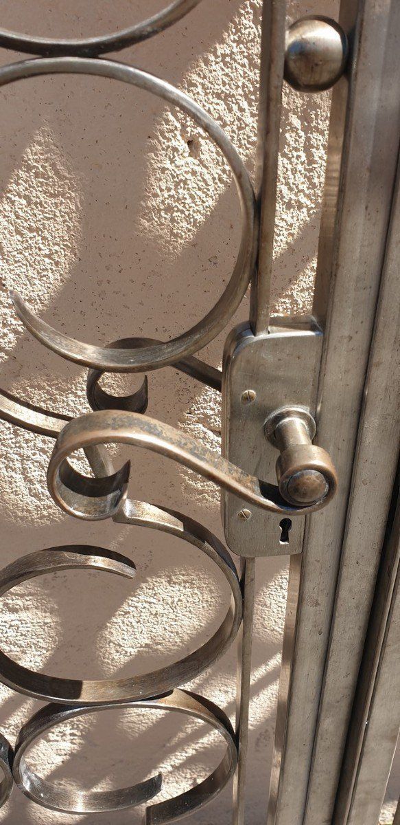 photo furniture Charles Piguet, Wrought Iron Interior Double Door, Early 20th Century