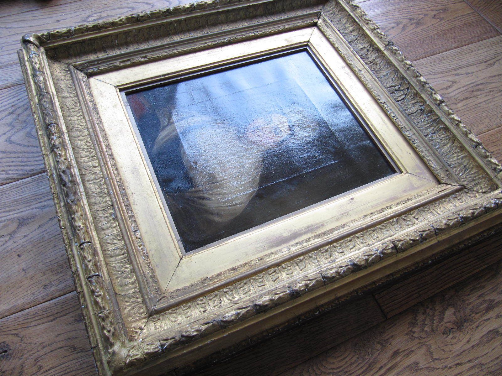 18th 19th Century Well Painted Portrait Oil Of Lady In Bonnet In Great Frame photo for sale