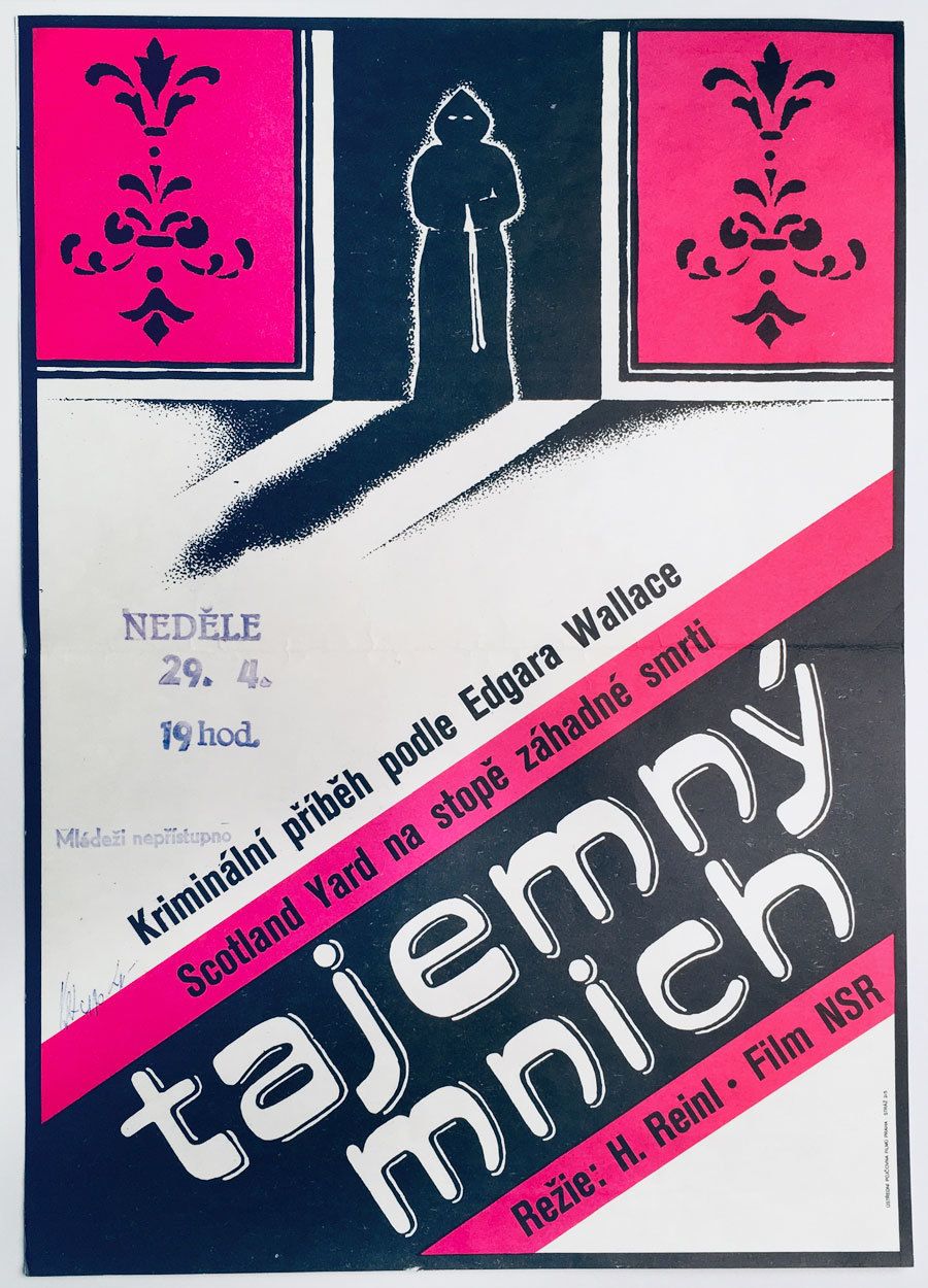 Original Film Poster, The Sinister Monk, Unknown Artist, 1978, Genuine Czech Vintage Print