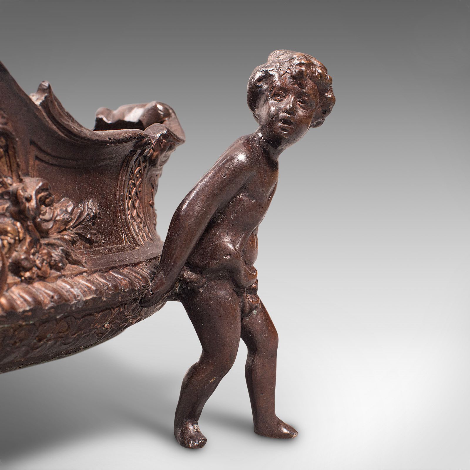 Antique Decorative Jardiniere, Italian, Bronze, Platter, Serving Bowl, C.1900 photo vintage