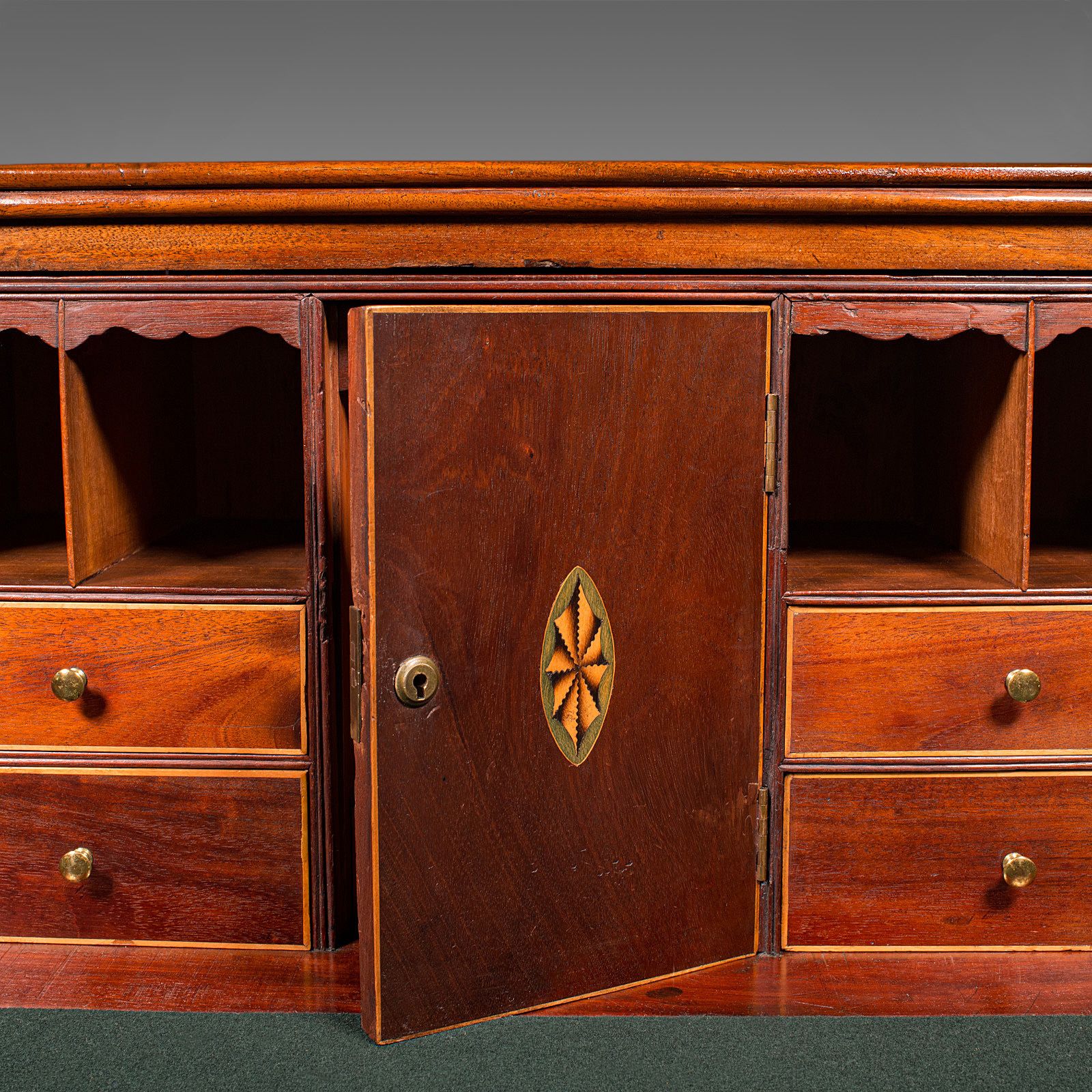 Furniture Antique Secretaire Cabinet, English, Chest Of Drawers, Bureau, C.1800 photo