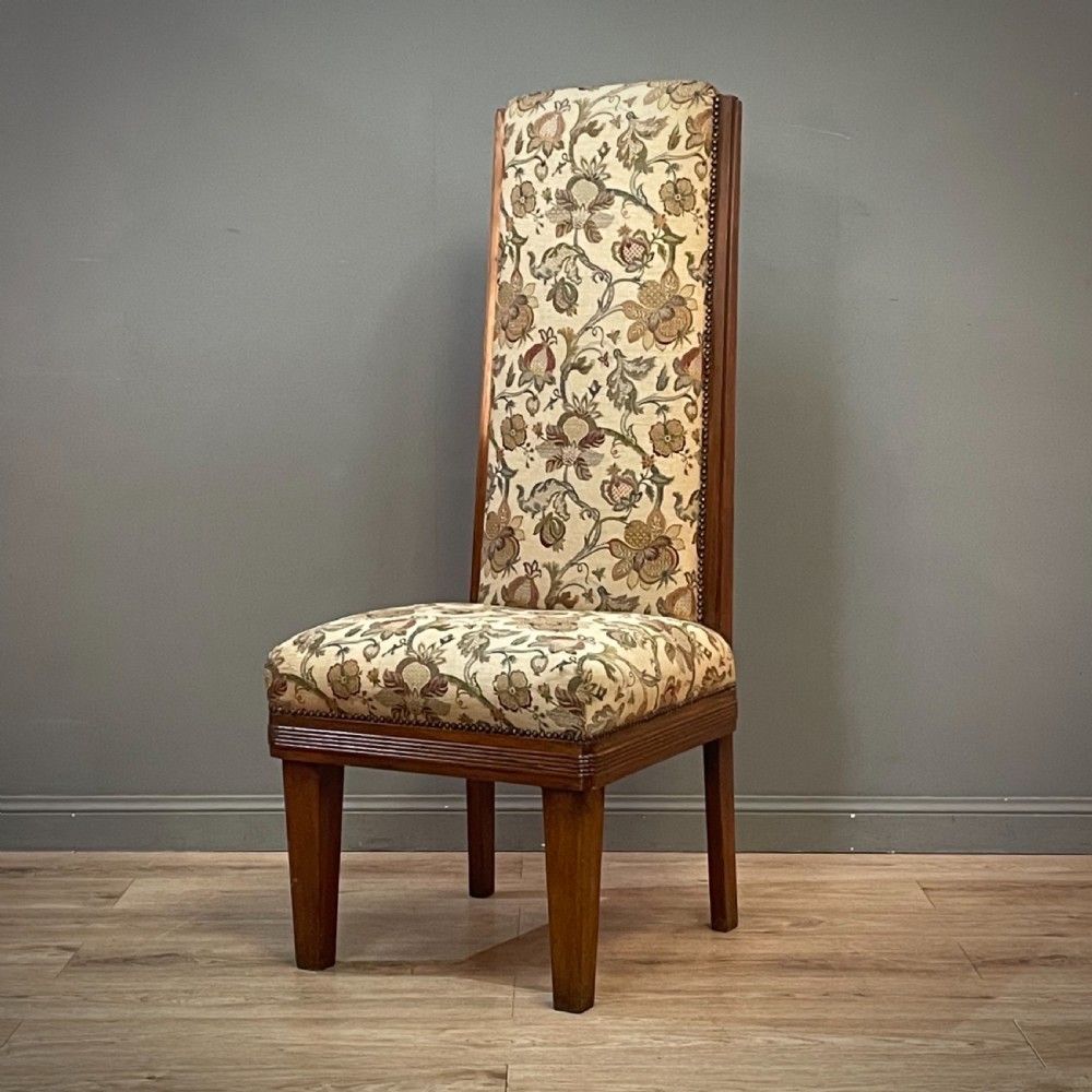 Antique High Back Walnut Upholstered Bedroom / Nursing Chair photo furniture