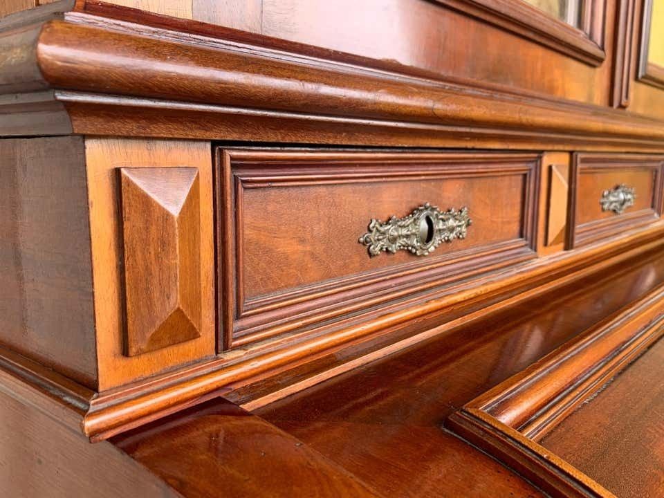 Furniture 19th Century Empire Mahogany Bureau Secretary With Bookcase photo