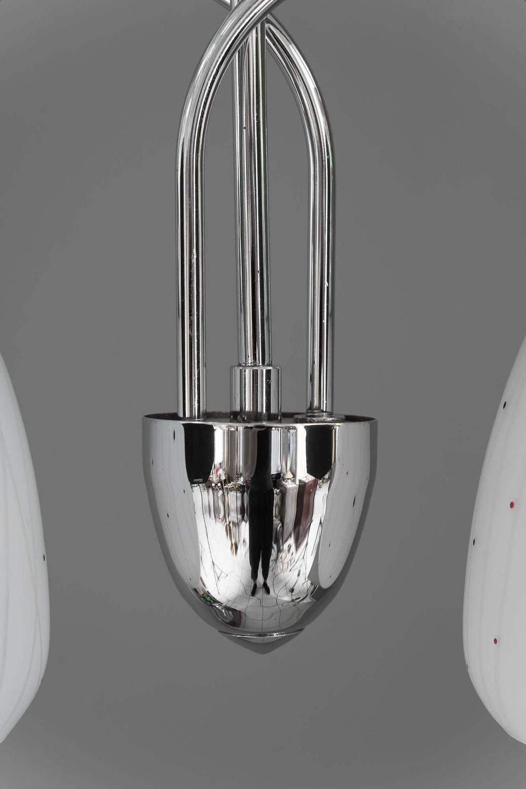 Nickel Pendant With Original Glass Shades Vienna Around 1950s photo for sale