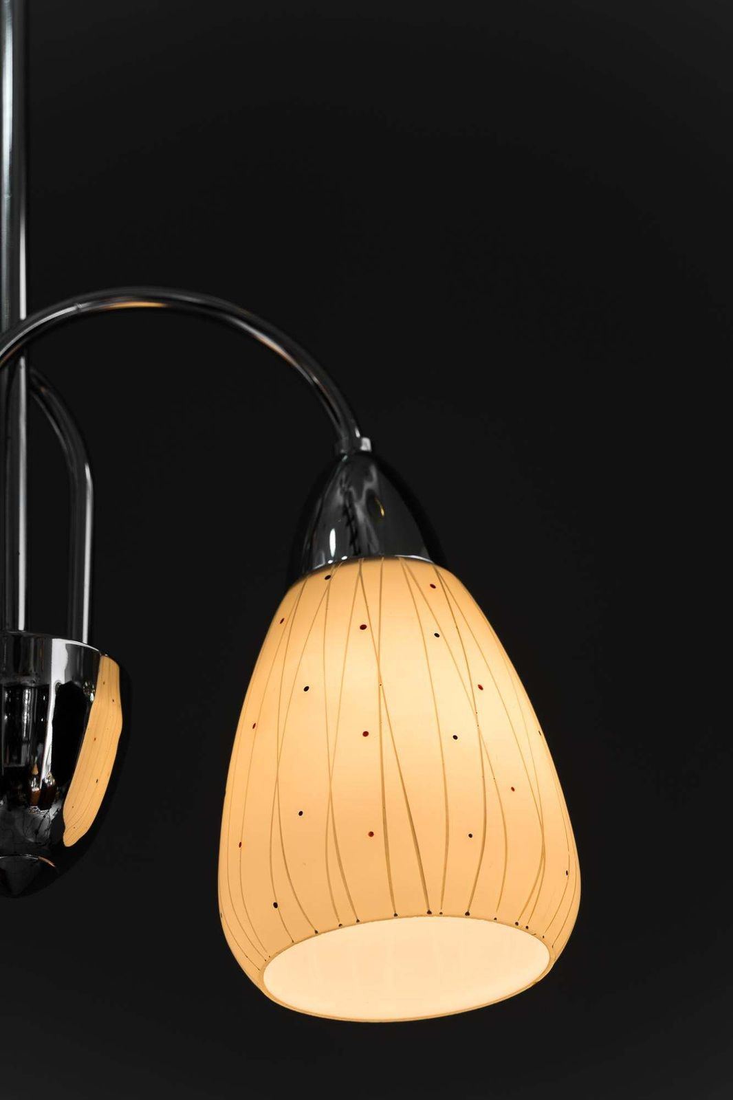 photo buy Nickel Pendant With Original Glass Shades Vienna Around 1950s