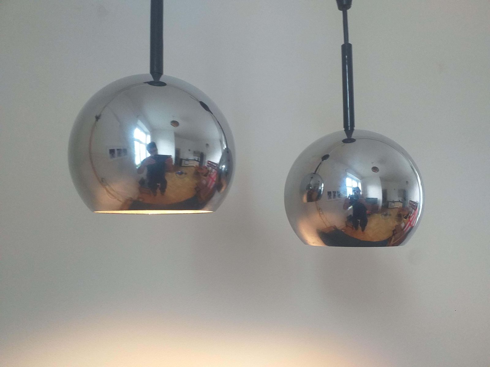 Pair Of Mid Century Pendants Staff Leuchten, Motoko Ishii, Germany, 1970s.