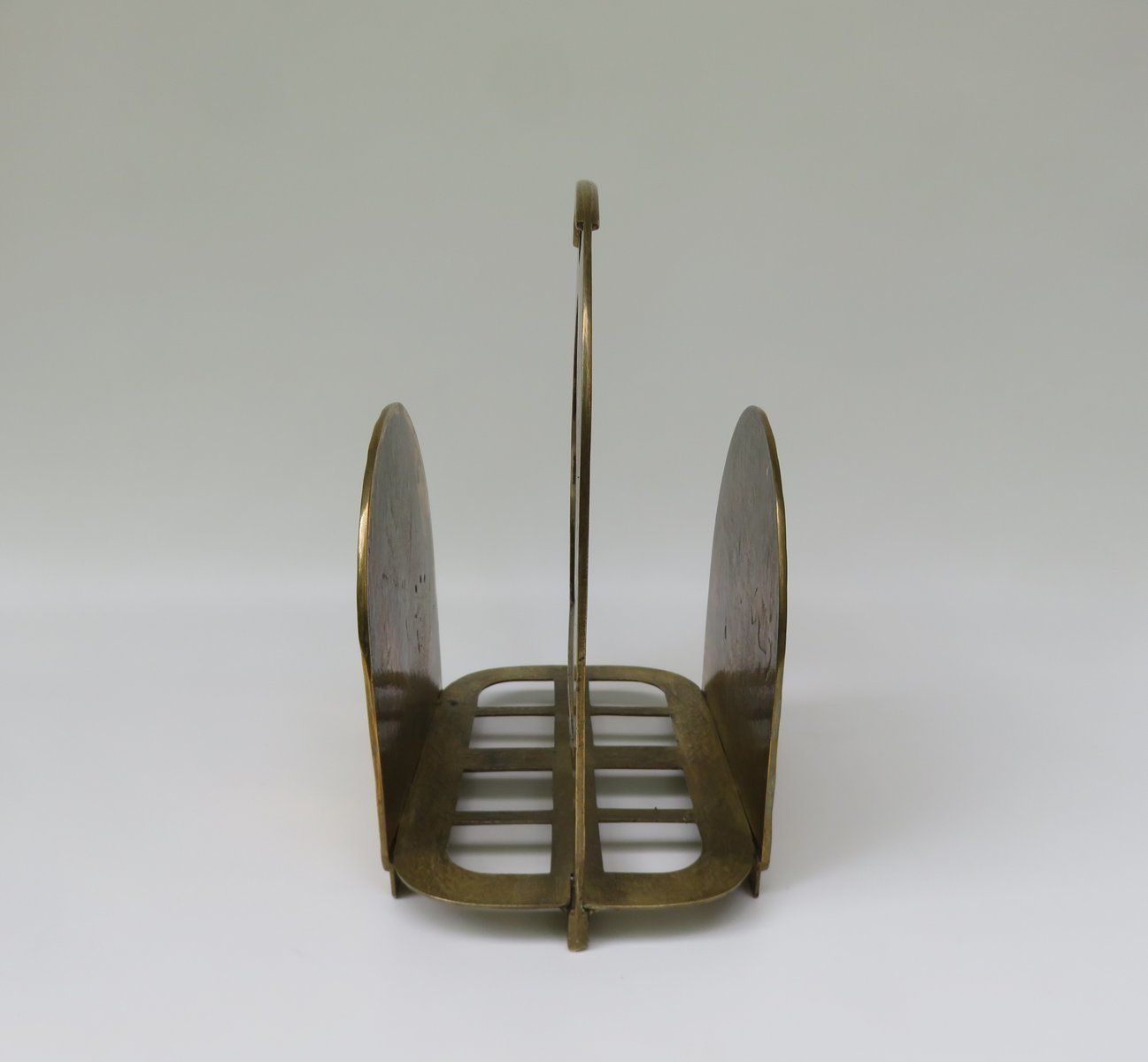 Brutalist Style Brass Magazine Rack With Floral Elements, 1970s photo vintage