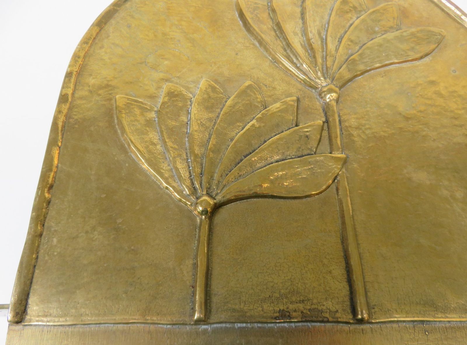 photo buy Brutalist Style Brass Magazine Rack With Floral Elements, 1970s