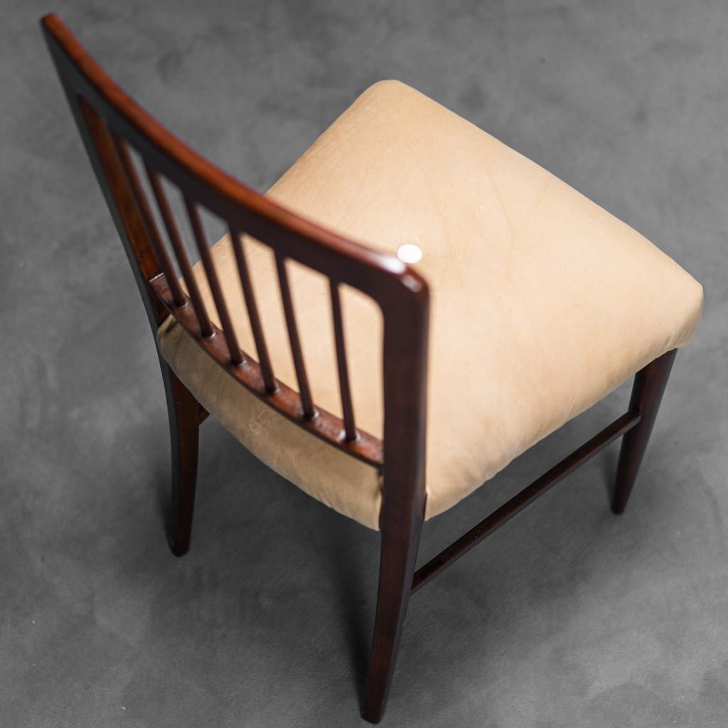 Set Of 3 Office Chairs Wood Leather 1950s Vintage Modern photo Furniture