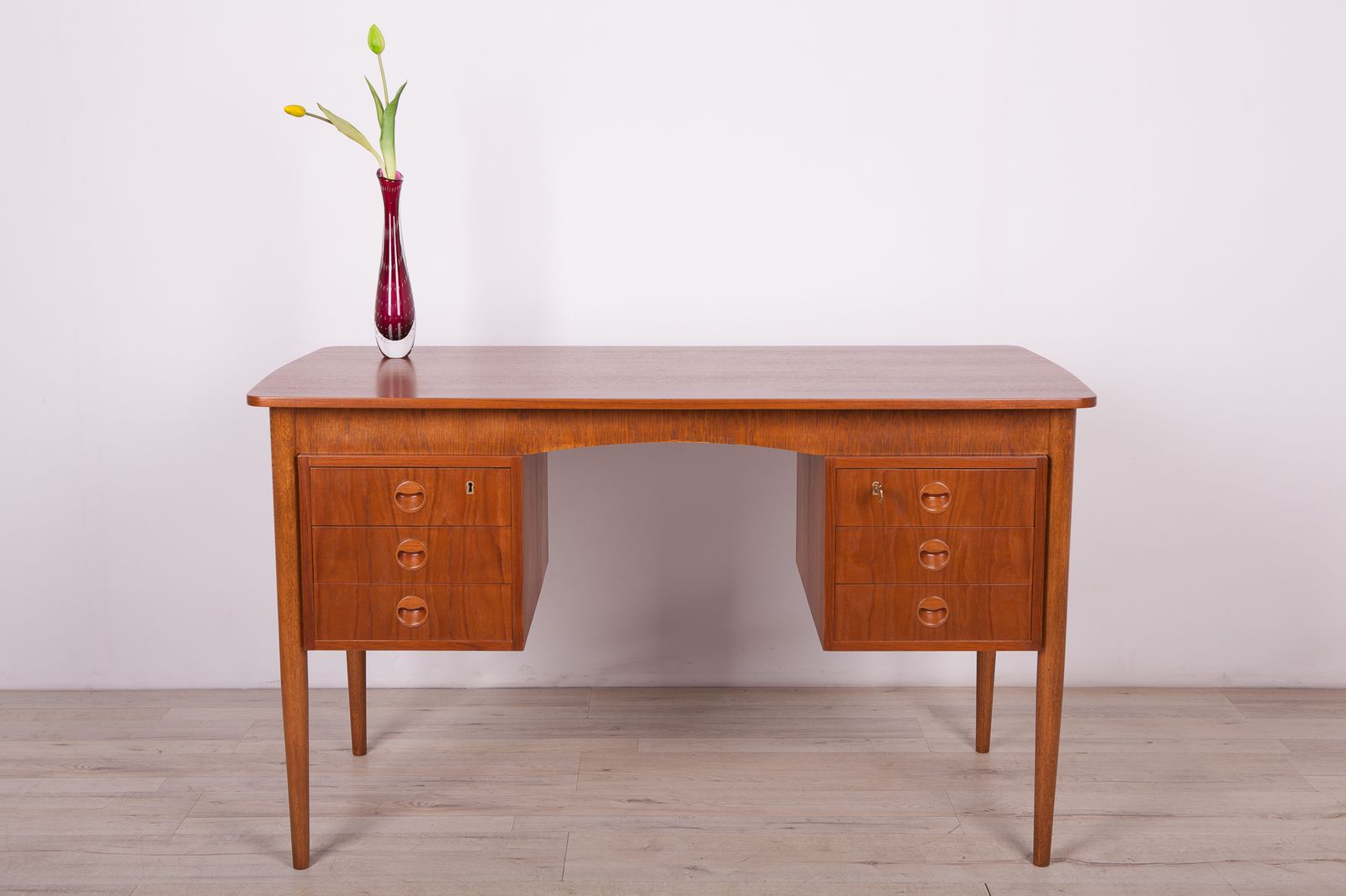 Mid Century Freestanding Teak Desk, 1960s photo vintage