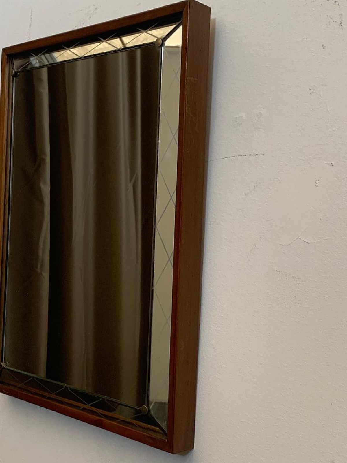 Art Deco Mirror With Raised And Engraved Edge, 1930s photo vintage