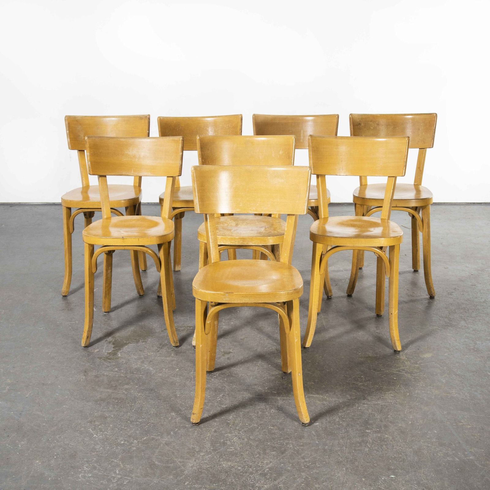 1950’s French Baumann Blonde Beech Bentwood Dining Chairs – Set Of Eight photo Furniture