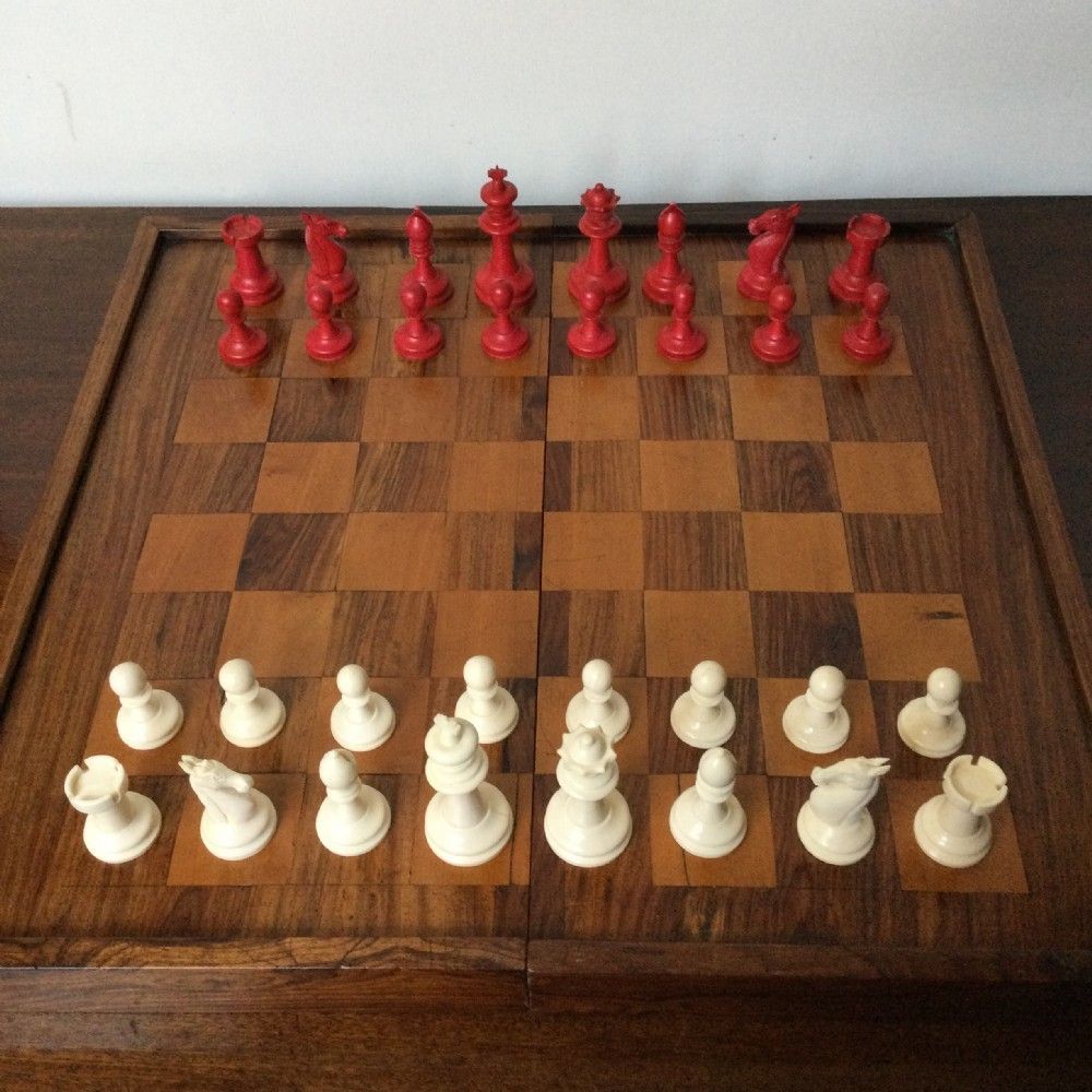 Chess Sets, 1800s, Oak, Antique