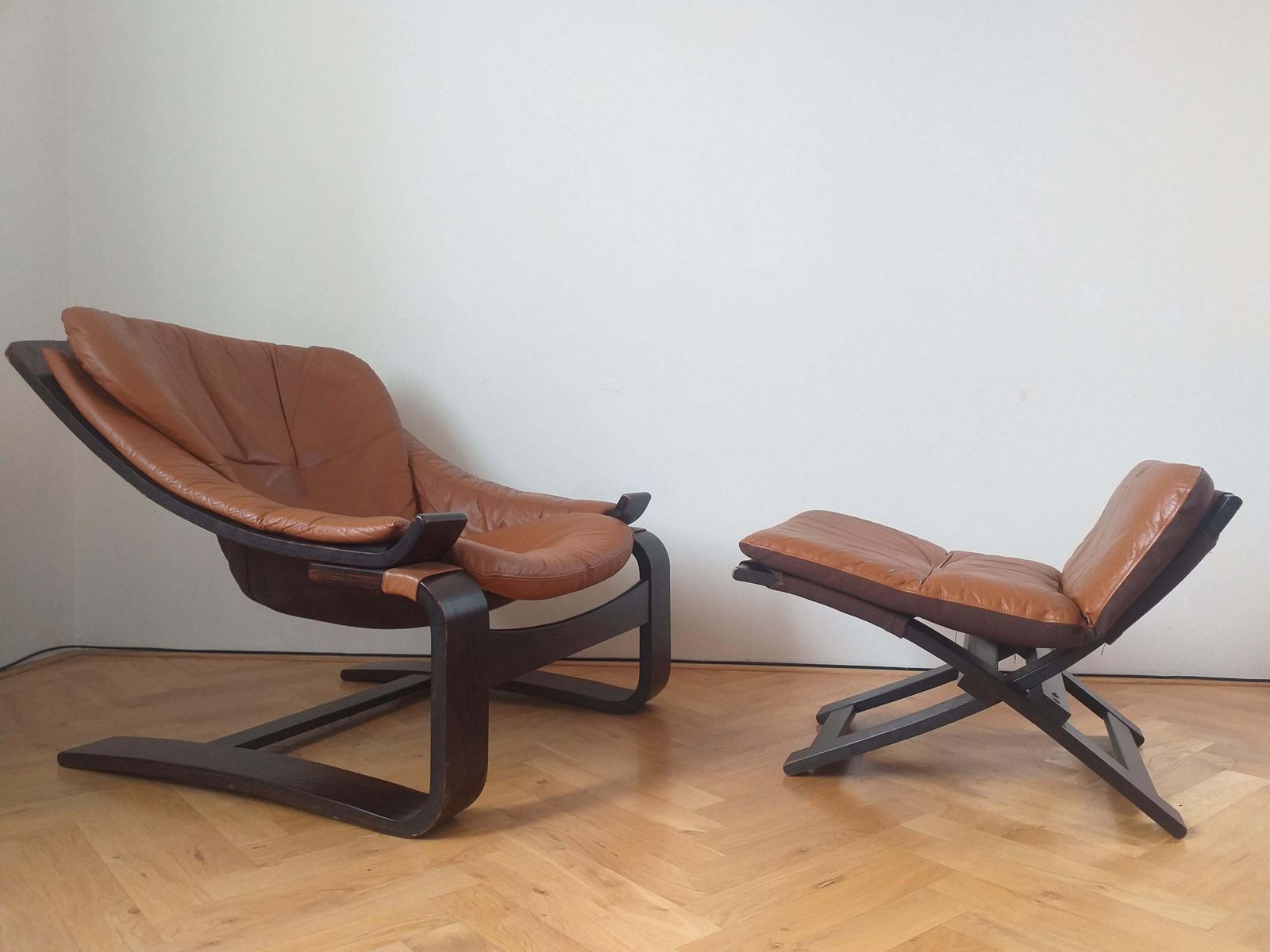 photo vinterior Midcentury Lounge Chair Kroken With Ottoman, Ake Fribytter, Nelo, Sweden, 1970s