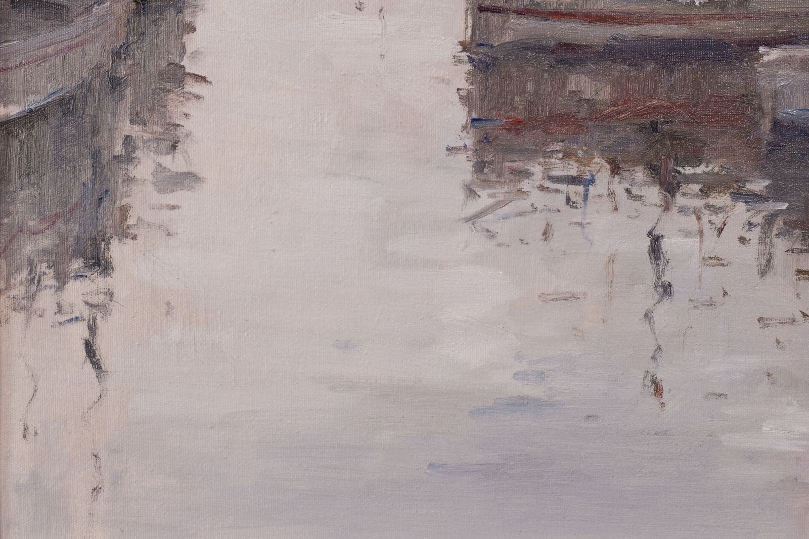 Post Impressionistisch Havenlandschap Met Vissersbootjes photo vintage