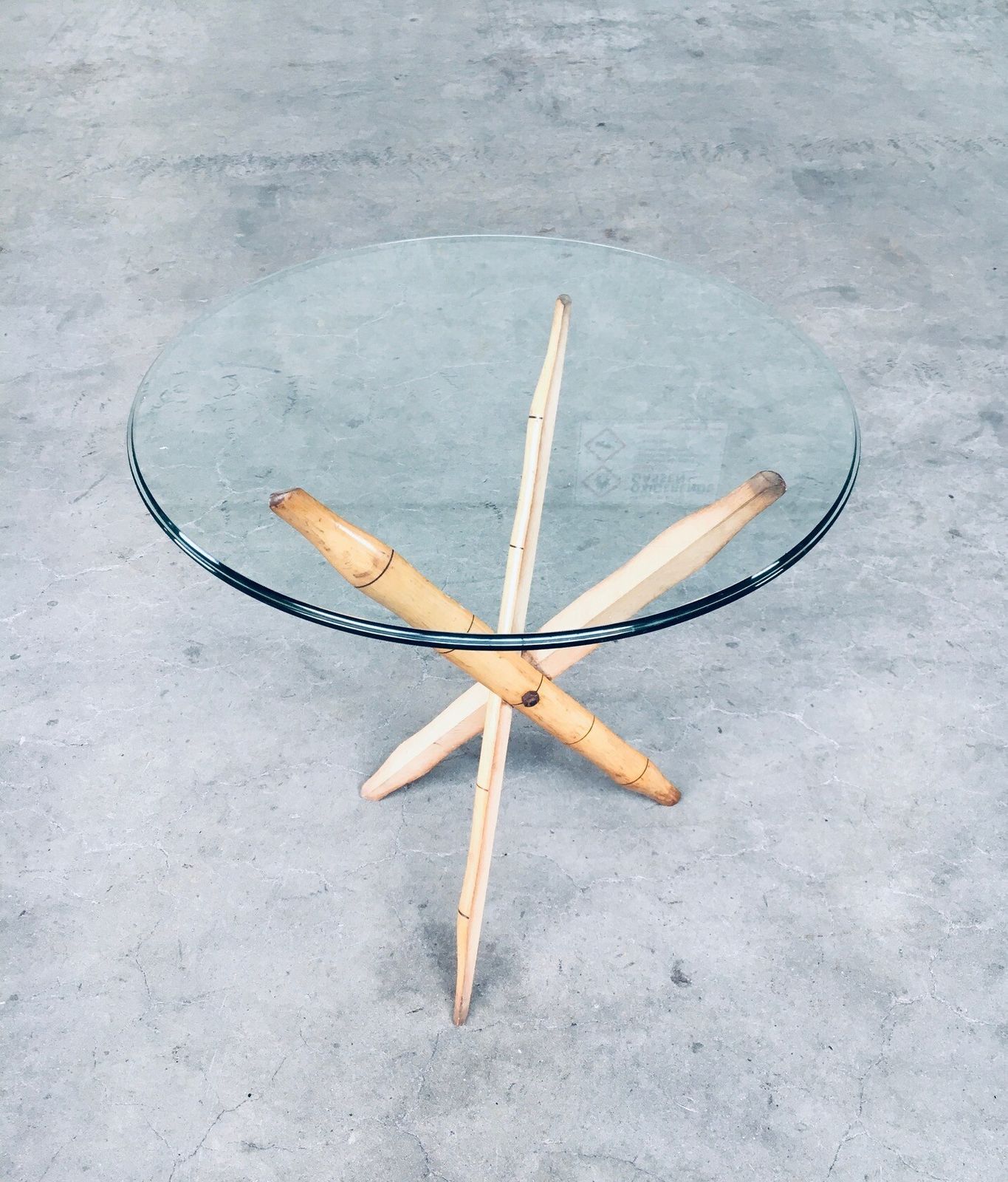 1970's Design Faux Bamboo Folding Tripod Side Table photo buy