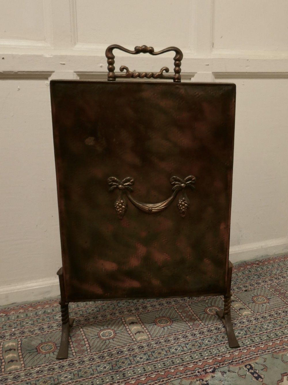 Arts And Crafts Decorative Copper Finish Fire Screen