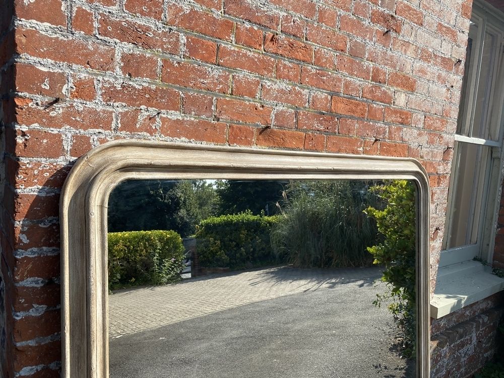 An Exceptional Large Antique French 19th Century Carved Wood & Gesso Arched Top Painted Mirror photo Home Decor
