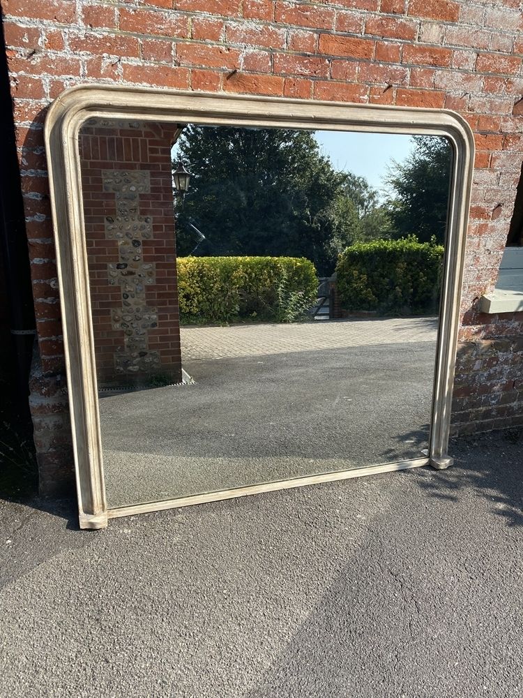 An Exceptional Large Antique French 19th Century Carved Wood & Gesso Arched Top Painted Mirror photo 2495.0