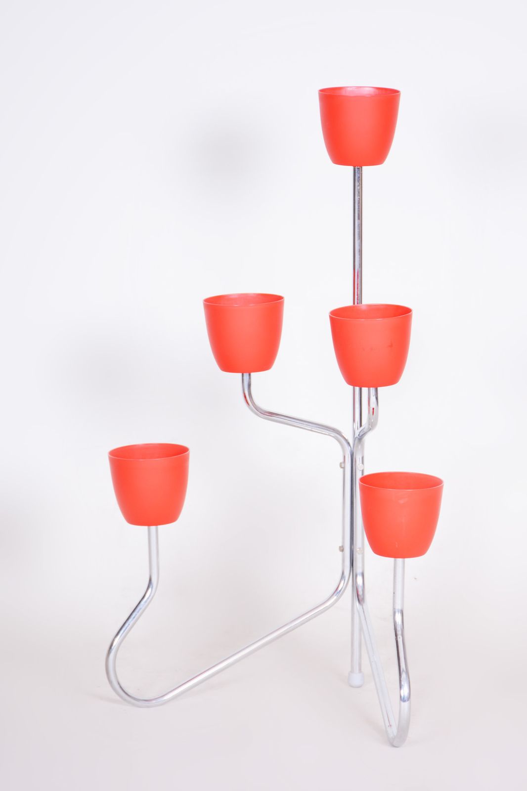 Czech Bauhaus Chrome Flower Stand Made Out Of Chrome Plated Steel, 1950s