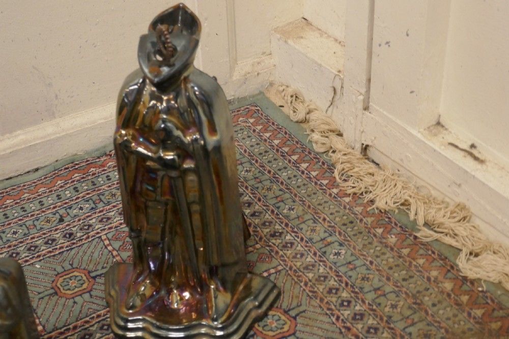 1930's Enamelled Knight Fireside Companion Set And Matching Fender photo Home Fixtures