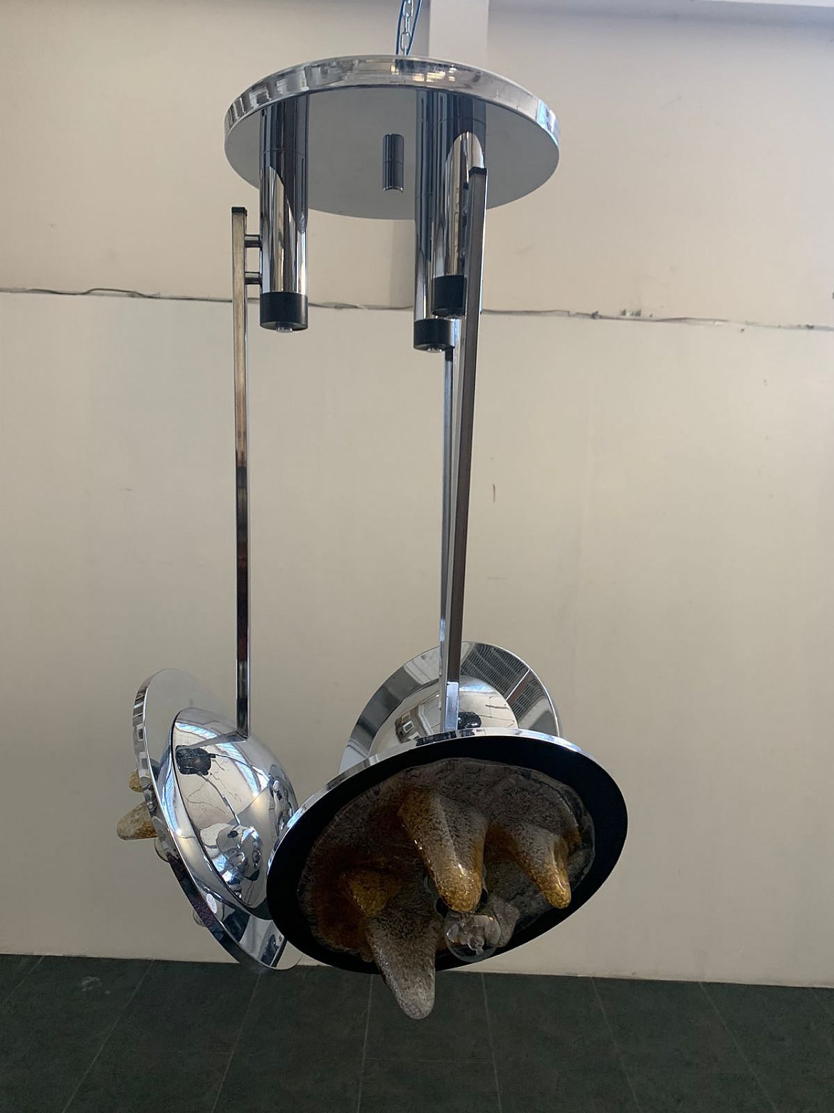 Stained Glass And Steel Chandelier By Carlo Nason For Mazzega, 60s photo 1918.8