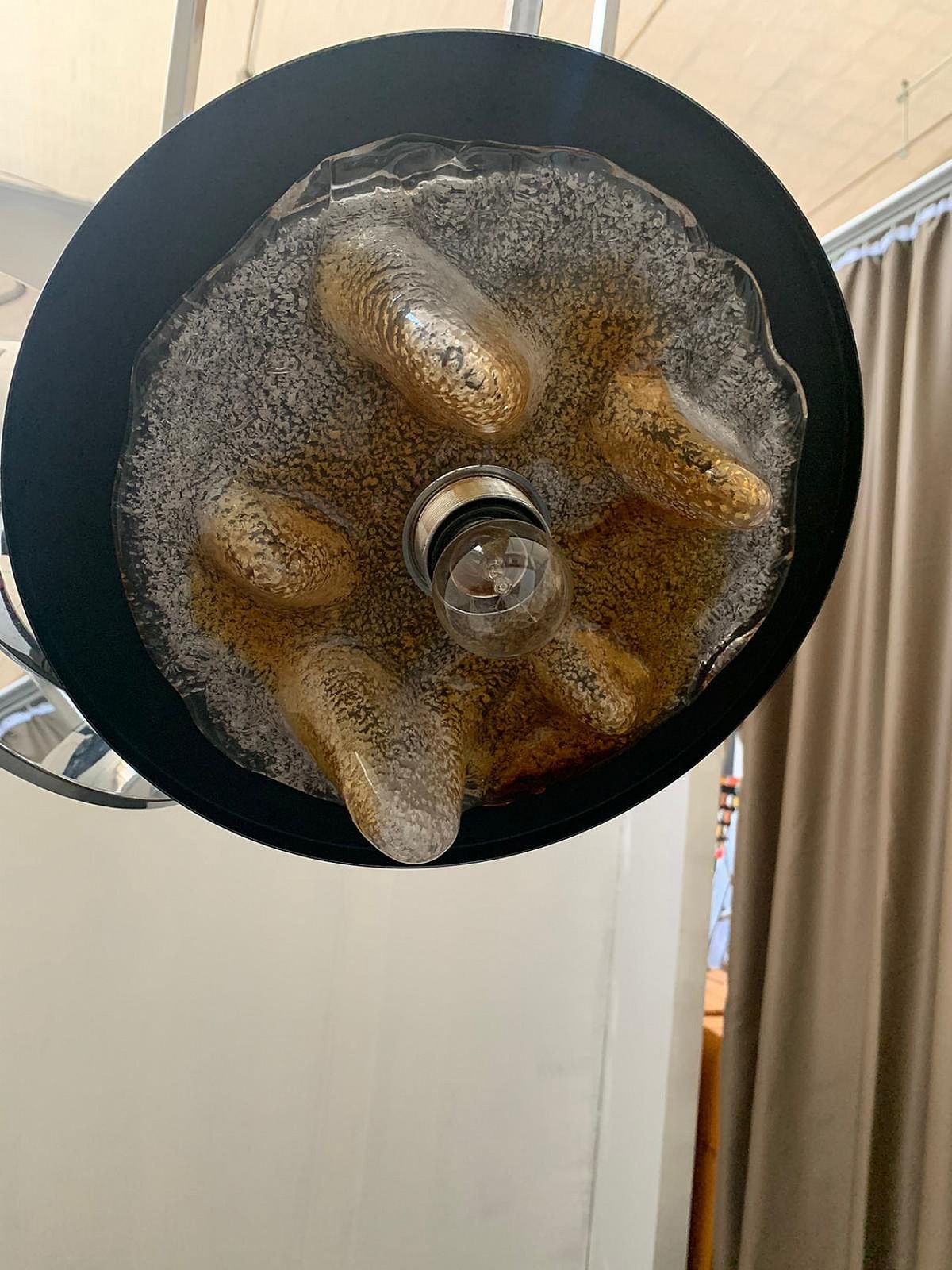 Stained Glass And Steel Chandelier By Carlo Nason For Mazzega, 60s photo vintage
