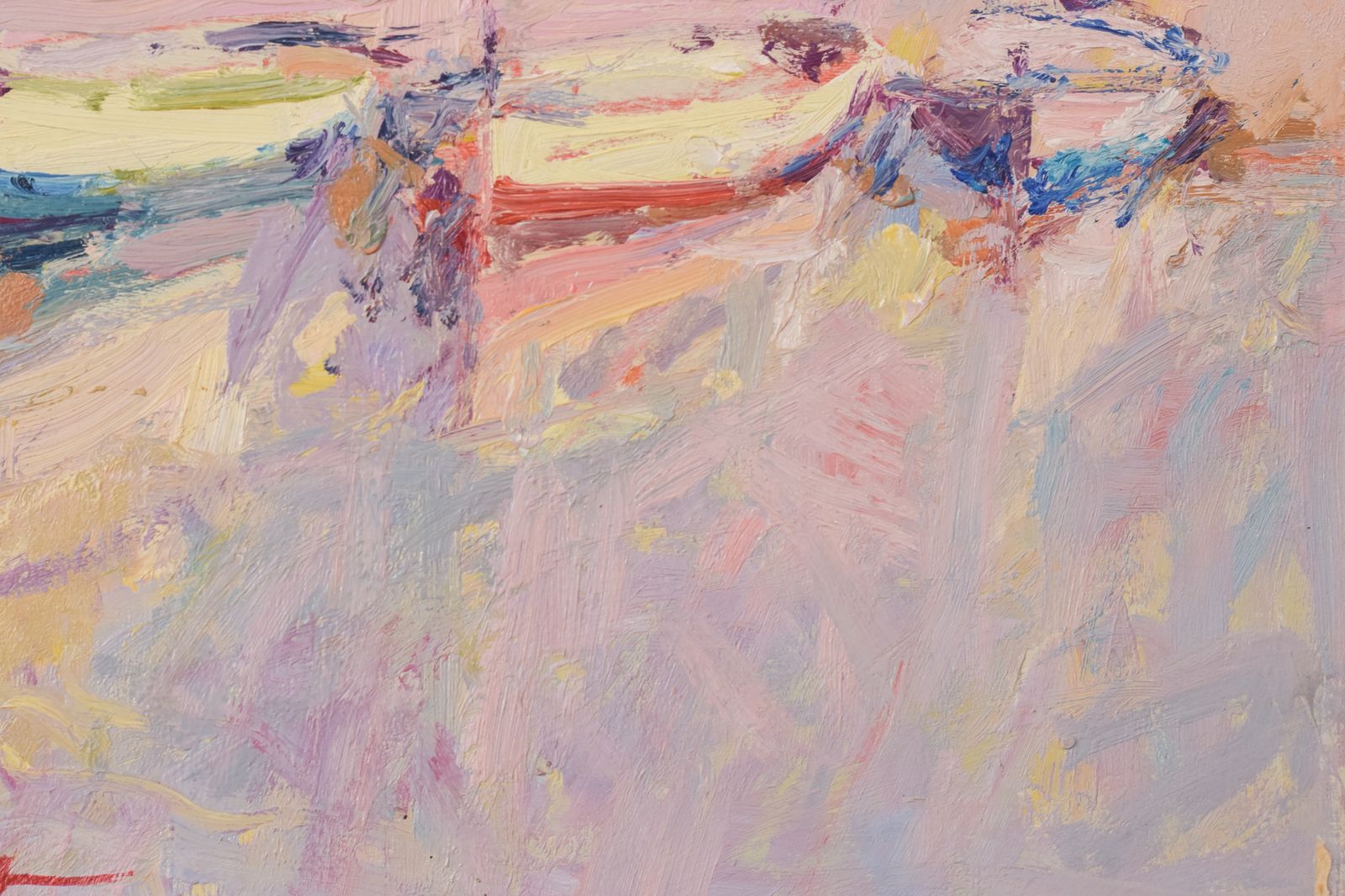 Post Impressionist Oil Painting Of Fishing Boats photo for sale
