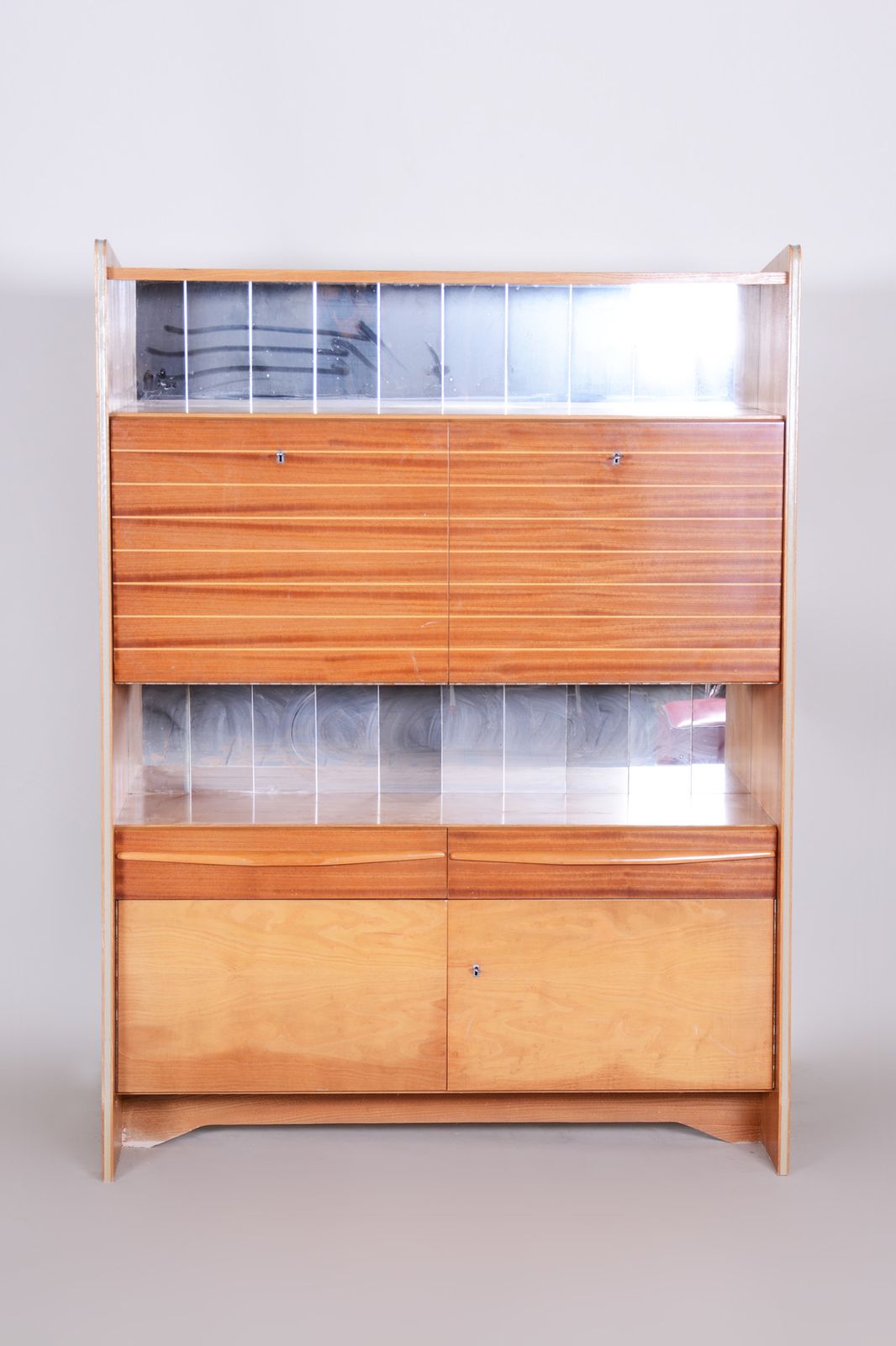 Czech Oak Mid Century Sideboard, 1950s, Well Preserved, Ash And Mahogany photo for sale