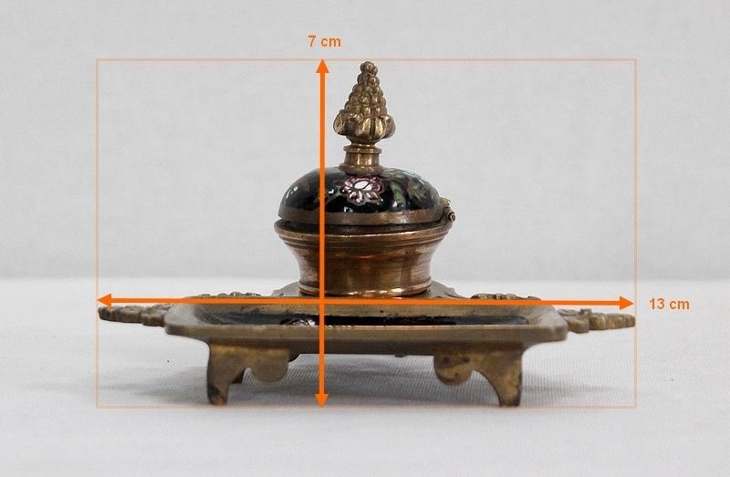 photo vintage Small Inkwell In Bronze And Enamels, Napoleon III Period   19th Century