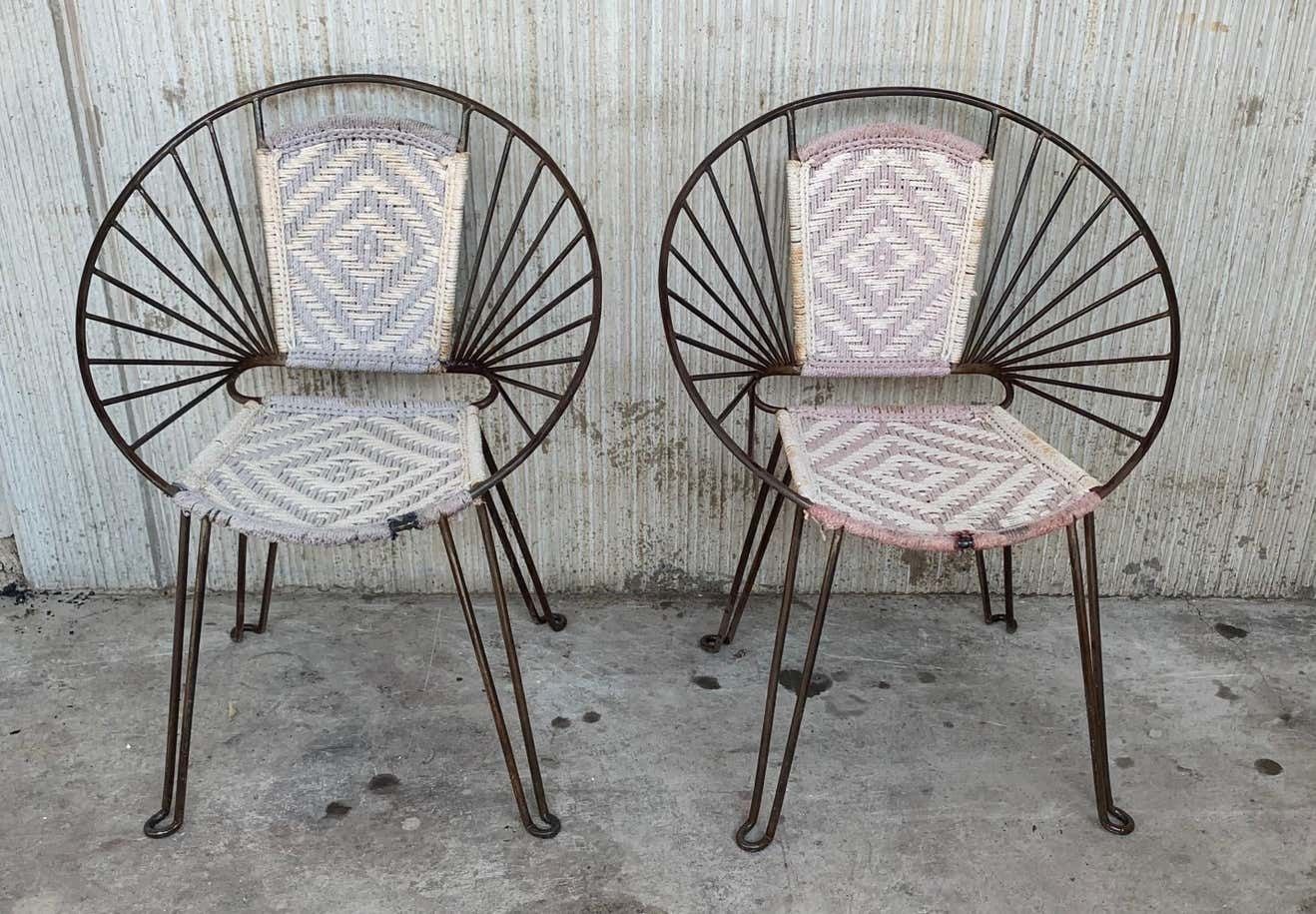 Pair Mid Century Hoop Chairs With Caned Seat And Back photo furniture