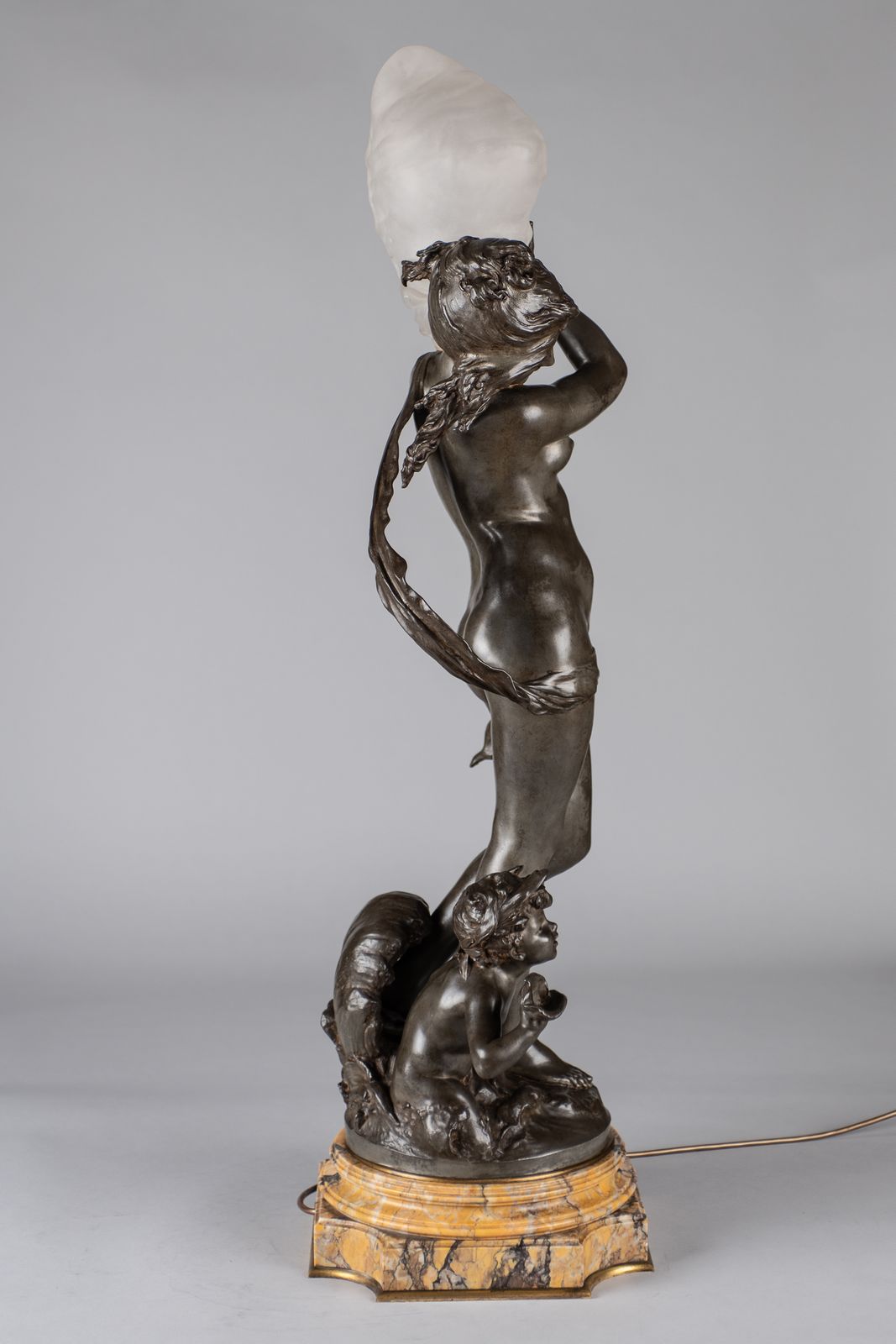 A Stunning 19th Century French Silvered Spelter Figural Lamp Sculpture Signed Auguste Moreau photo 4200.0