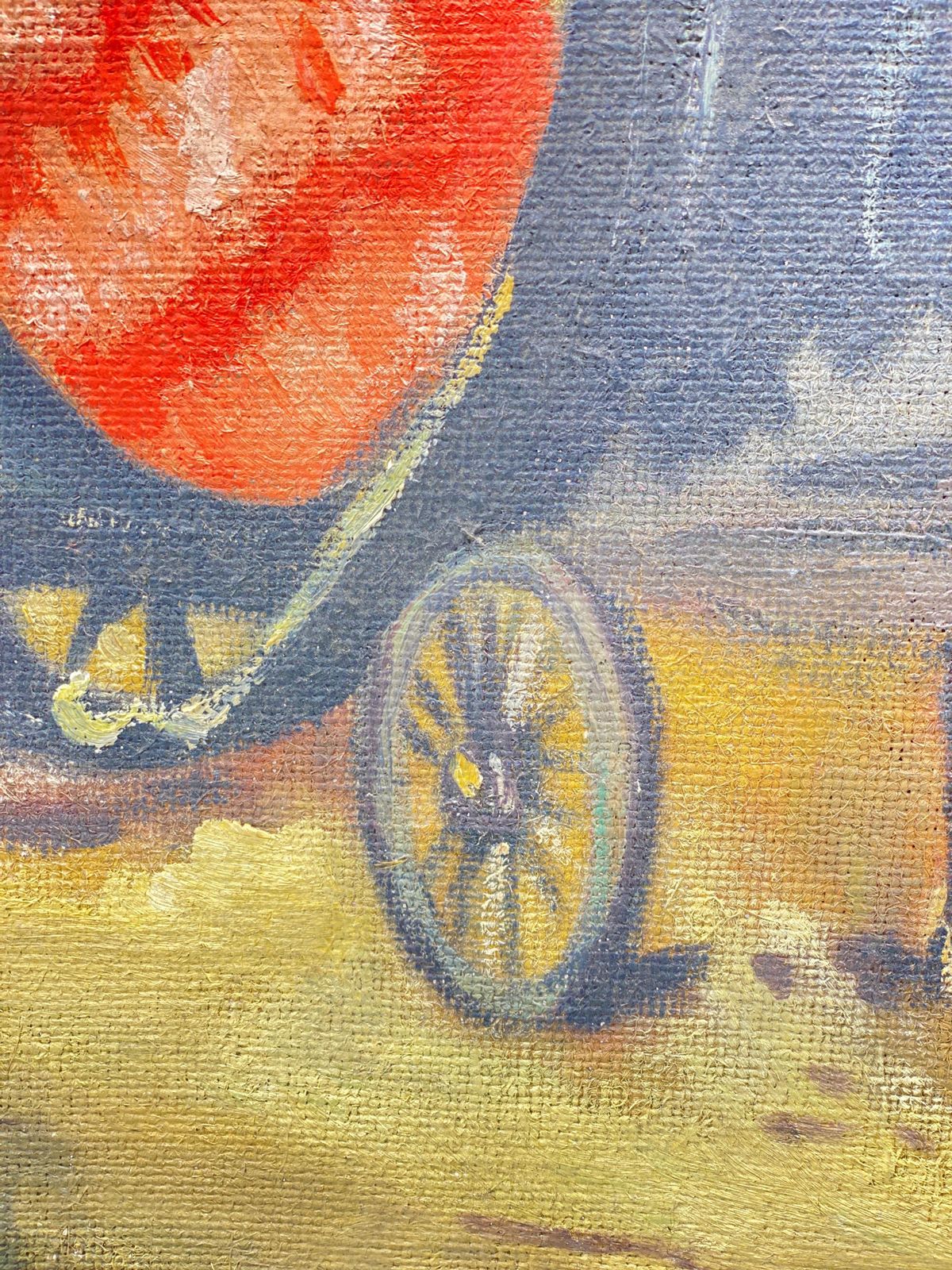 Original Oil Painting, A Couple In A Horse Team By French Painter Bousquet photo vintage