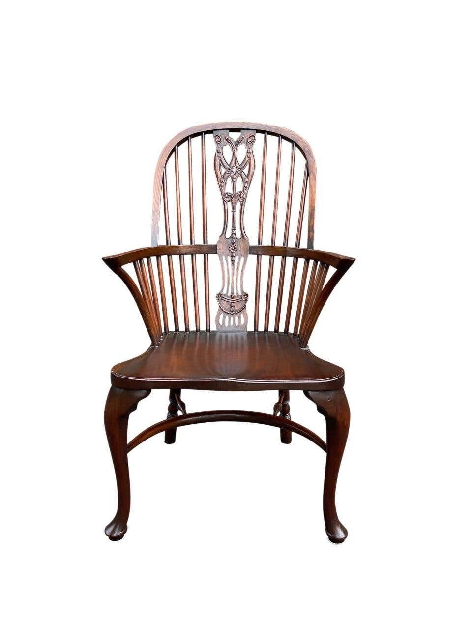 George III Style Carved Mahogany Windsor Armchair In The Hepplewhite Style