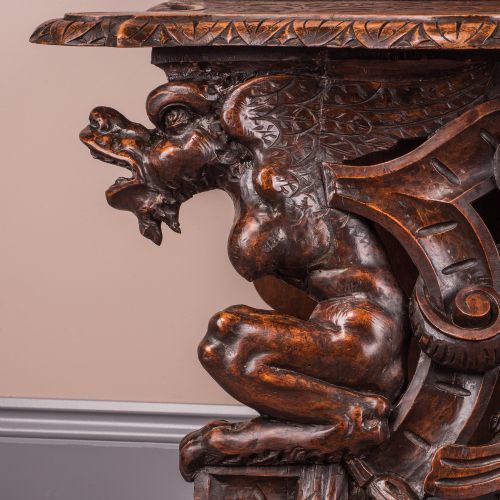 2128.0 Italian Renaissance Revival Walnut Hall Bench photo