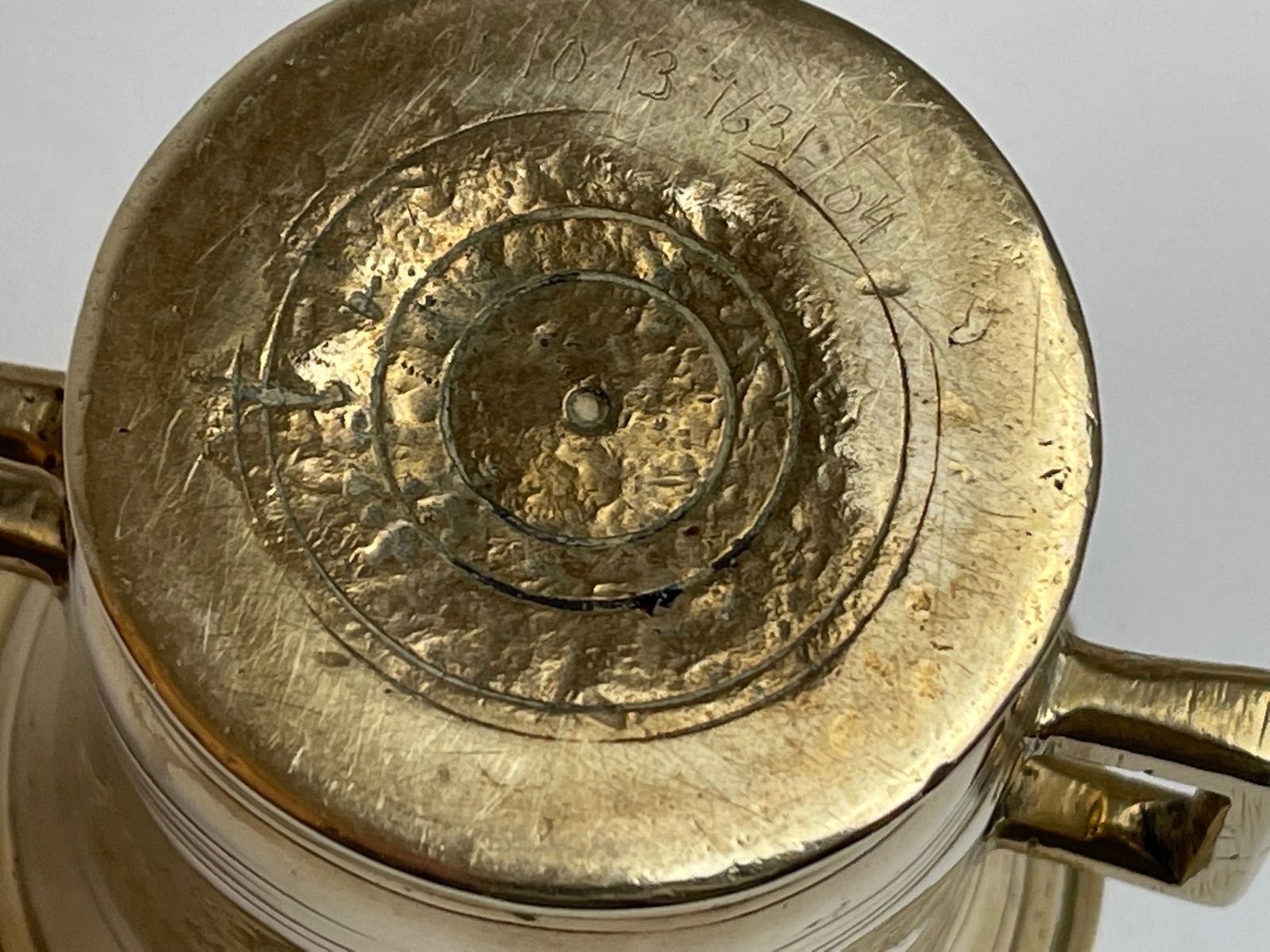Antique Brass Mortar With Pistil, Stamped, 10 Centimeters High With 19.80 Cm Pistil photo Home Decor