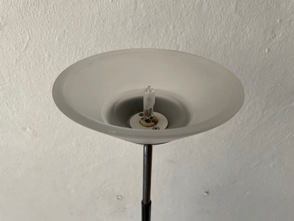 Italian Modern Conical Glass And Black Metal Floor Lamp, 1970s, Italy photo Lighting