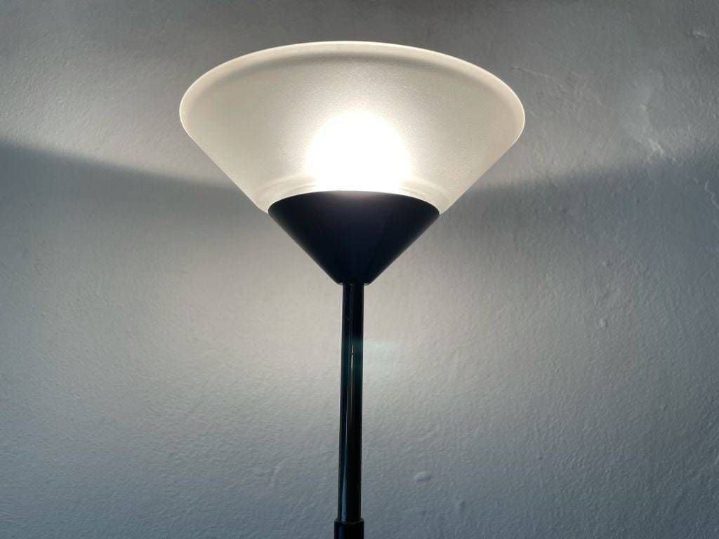 Italian Modern Conical Glass And Black Metal Floor Lamp, 1970s, Italy photo 1496.68