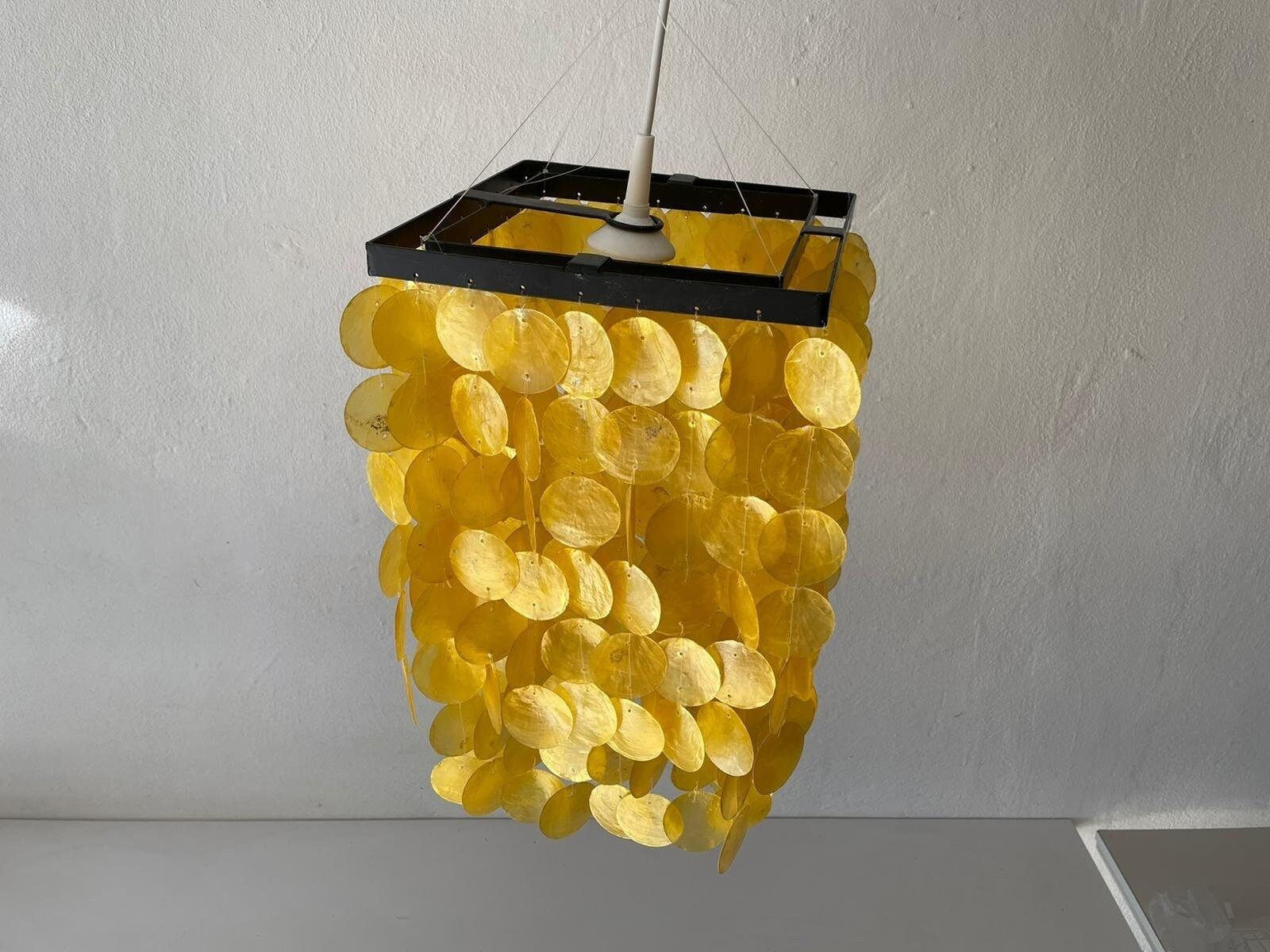 Yellow Seashell Plates Chandelier In Style Of Verner Panton, 1960s, Germany