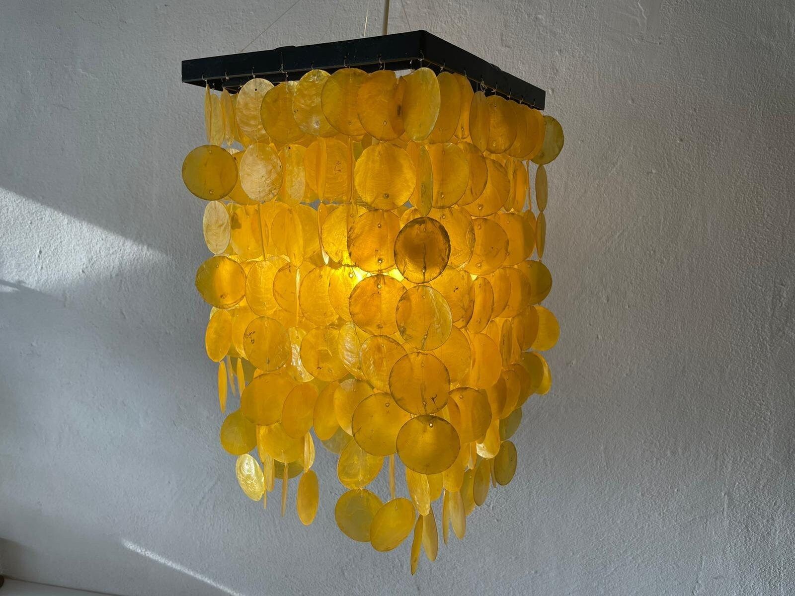Yellow Seashell Plates Chandelier In Style Of Verner Panton, 1960s, Germany photo Lighting