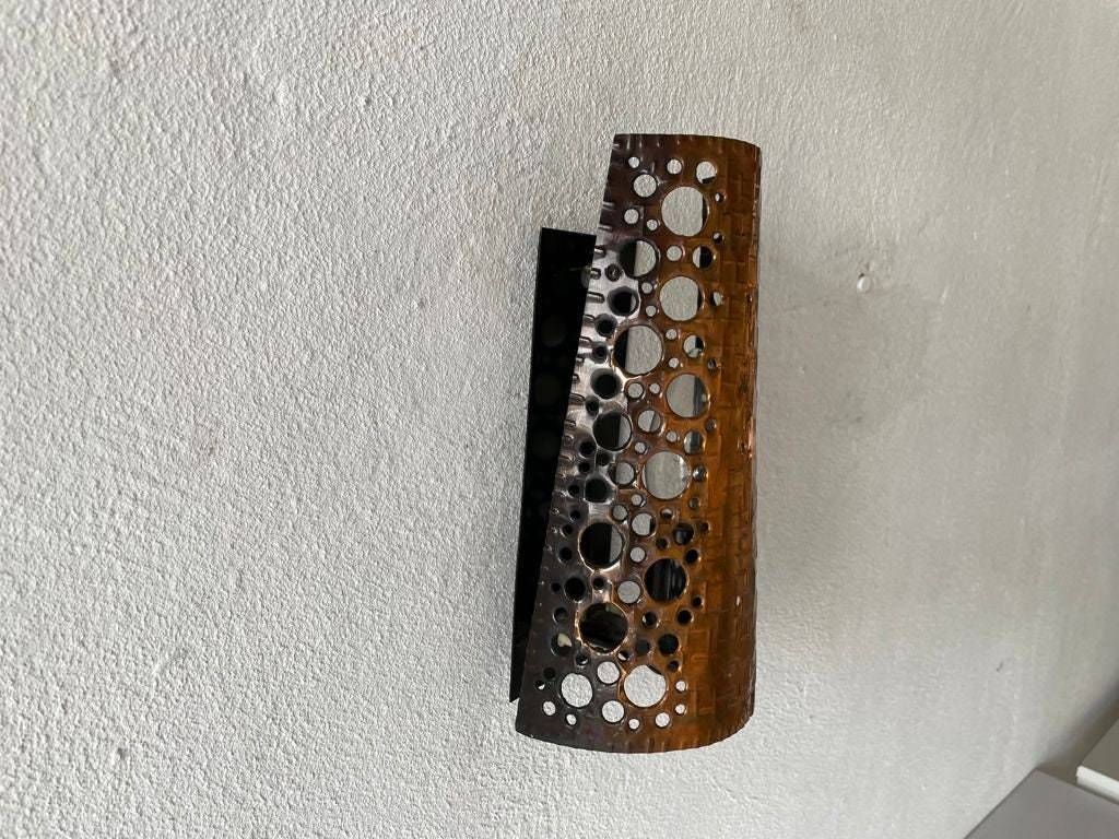 Copper Colour Handcrafted Metal Single Sconce, 1950s photo Lighting