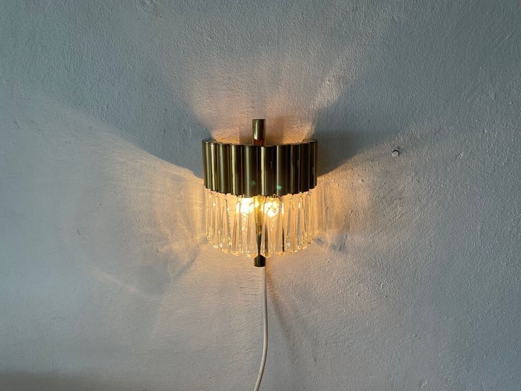 Brass & Crystal Glass Lux Sconce, 1960s photo furniture