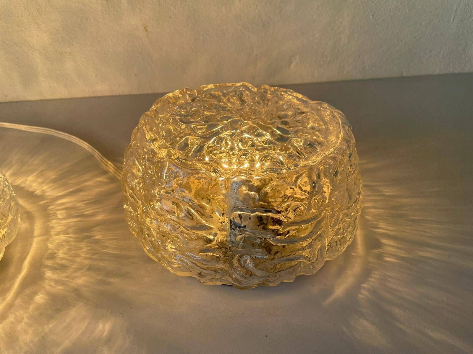 Glass In Rare Shape Pair Of Sconces Or Ceiling Lamps By Limburg, 1960s, Germany photo vinterior
